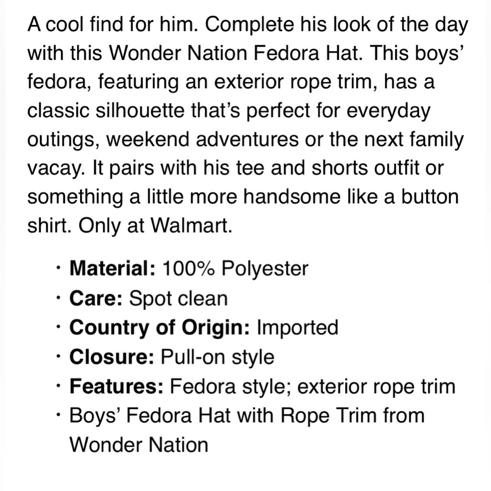 🔴 3/$12 Wonder Nation Boy’s Stylish Beige‎ Fedora Hat with Rope Trim! NWT! - Picture 3 of 8